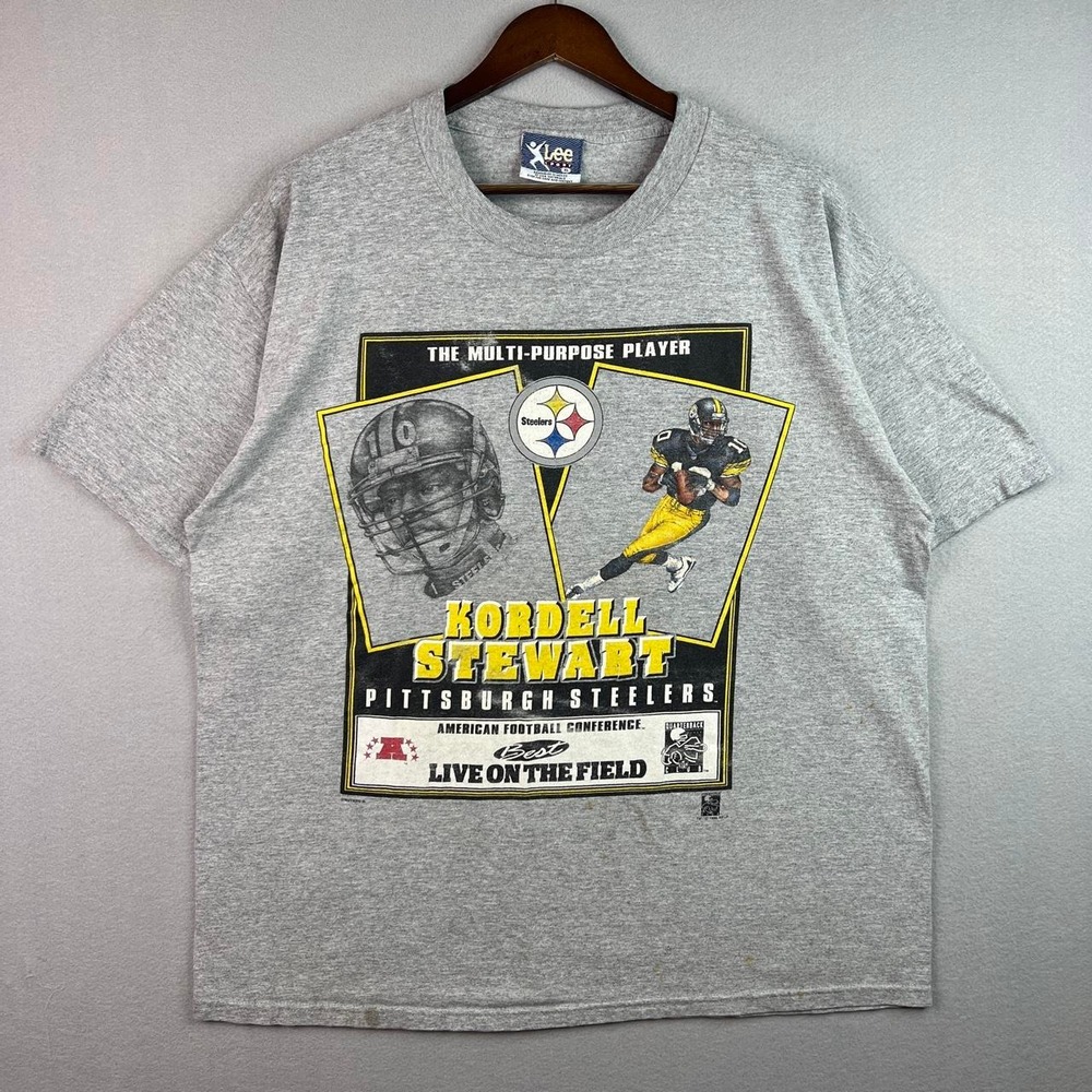Vintage Kordell Stewart Pittsburgh Steelers Football Grey Tee Shirt Flawed XL